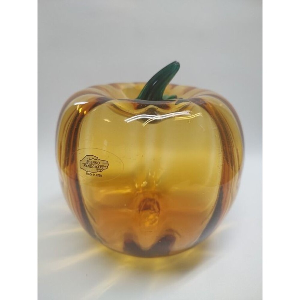 Vintage Blenko Handcraft Art Glass USA Pumpkin Signed Blenko 2003 bottom 6" x 6"